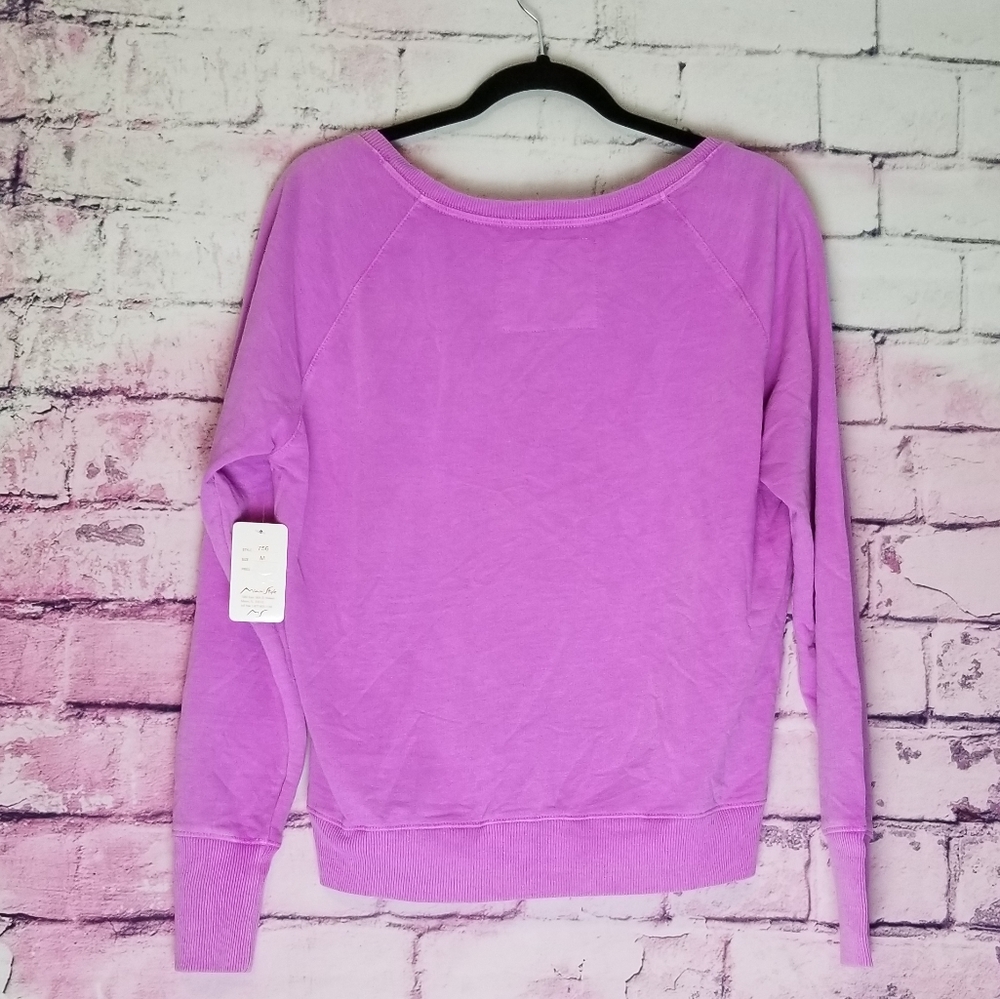 MIAMI STYLE DAYTONA BEACH FLORIDA FLORAL GRAPHIC PRINT LAVENDER SWEATSHIRT M NWT - Picture 2 of 12